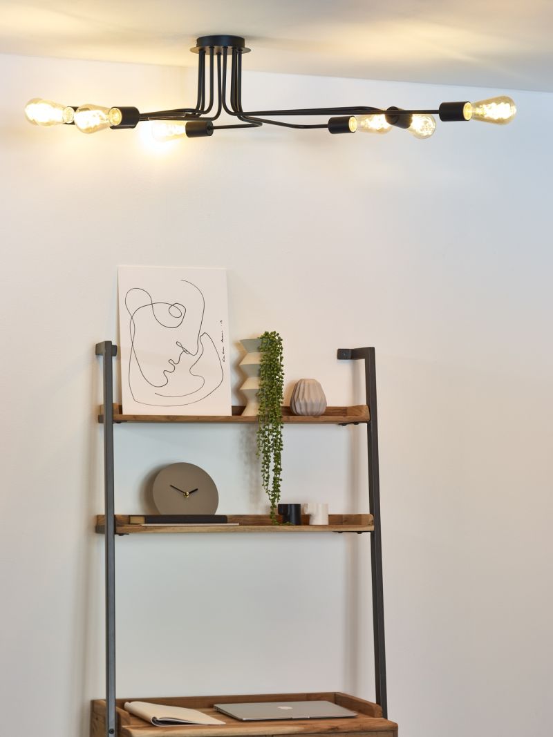 Lucide LESTER - Zapustené stropné svietidlo - 8xE27 - Čierne